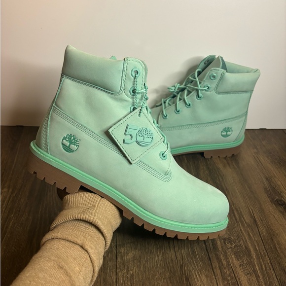 Mint Green Rare 50th Anniversary Timberland Boots - Picture 1 of 8